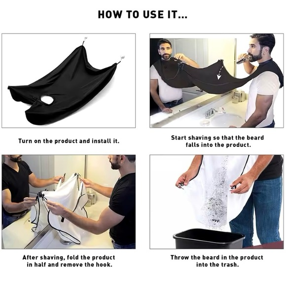 Men's Shaving Apron - Beard Shaving Care. White Color. - Picture 6 of 7